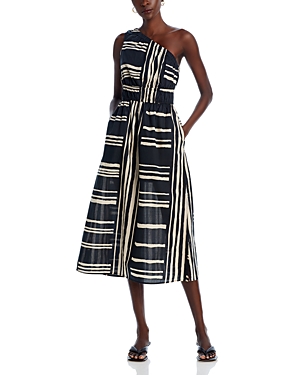 Shop Rails Selani Cotton One Shoulder Midi Dress In Island Sripe