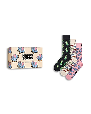 Shop Happy Socks Elephant Crew Socks Gift Set, Pack Of 3 In Black