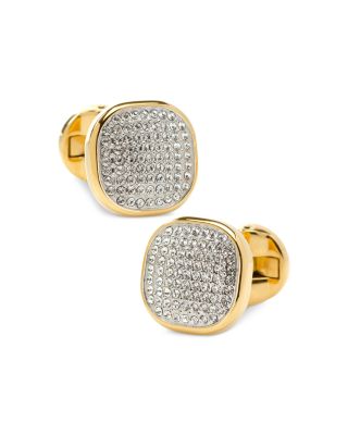 White Pav&eacute; Crystal Stud & Cufflink Set