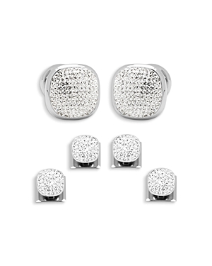 Cufflinks Inc White Pave Crystal Stud & Cufflink Set