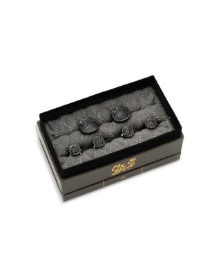 Black Pav&eacute; Crystal Stud & Cufflink Set
