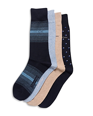 Shop Calvin Klein Assorted Dress Crew Socks - 4 Pk. In Dark Blue