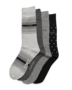 Shop Calvin Klein Assorted Dress Crew Socks - 4 Pk. In Grey Assorted