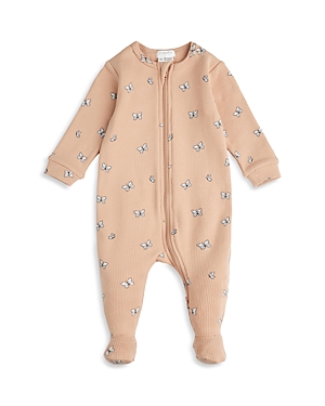 Firsts by petit lem Girls' Butterfly Print Ribbed Sleeper Footie - Baby