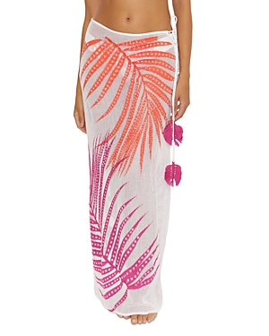 Sheer Tropics Embroidered Mesh Cover-Up Skirt