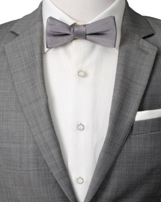 Silver-Tone Mother-of-Pearl Stud & Cufflink Set