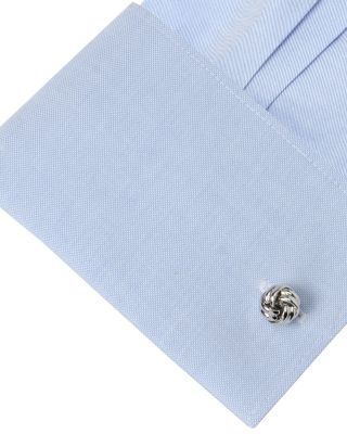 Silver-Tone Knotted Stud & Cufflink Set