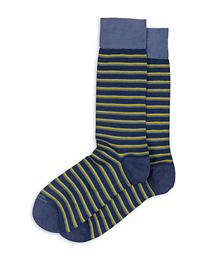 Shop Marcoliani Polo Striped Socks In Denim Blue