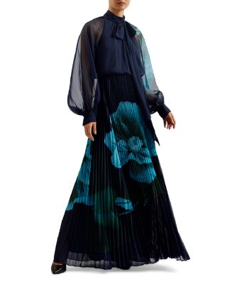 Ted Baker Tie Neck Pleated Maxi Dress | Bloomingdale's