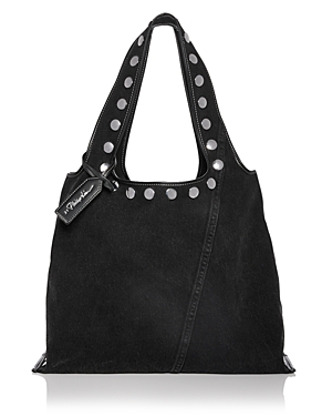 3.1 Phillip Lim Washed Denim Market Tote With Studs Washed Blk In Washed Black