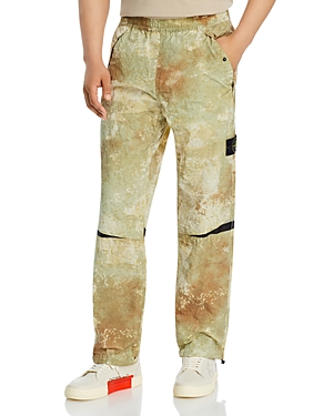 Shop Stone Island Camouflage Logo Patch Pants In Natural Beige