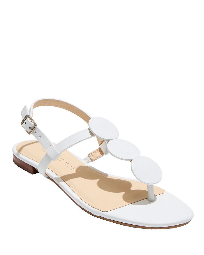 JACK ROGERS Womens White Mixed Media Whipstitch Eyelet Jacks Open Toe Slip On Leather Thong Sandals Shoes M