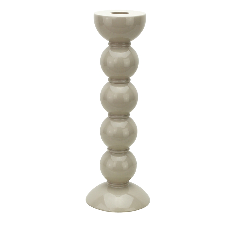 Addison Ross Lacquered Bobbin-shaped Candlestick, Tall In Cappuccino