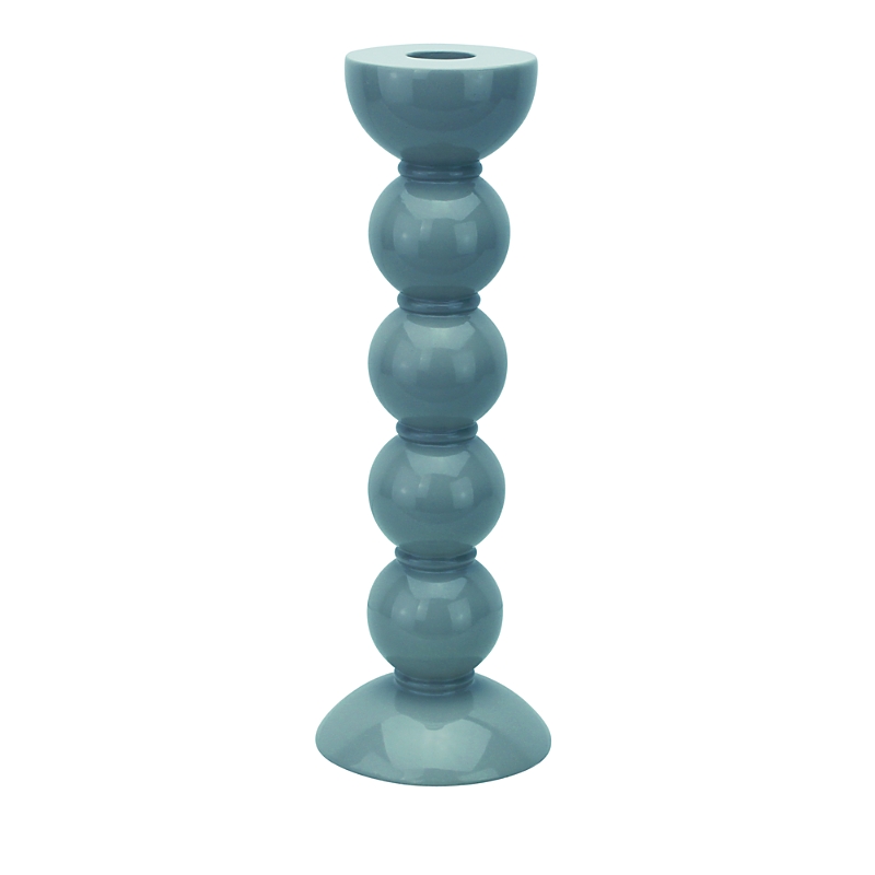 Addison Ross Lacquered Bobbin-shaped Candlestick, Tall In Chambray