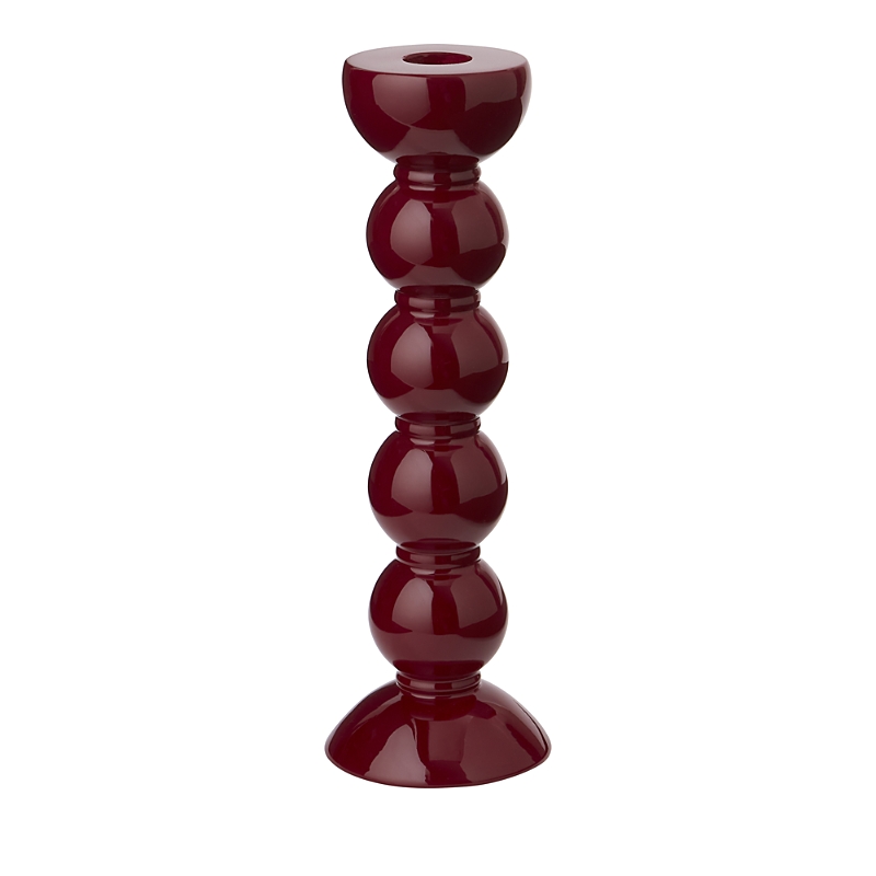 Addison Ross Lacquered Bobbin-shaped Candlestick, Tall In Cherry