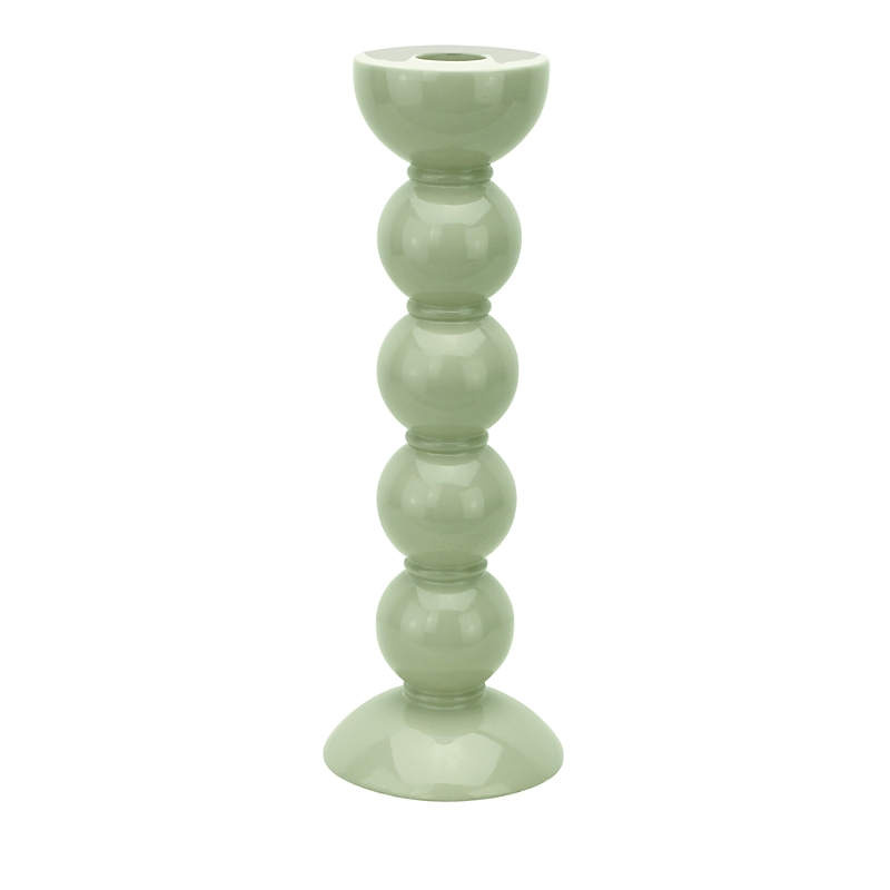 Addison Ross Lacquered Bobbin-shaped Candlestick, Tall In Green
