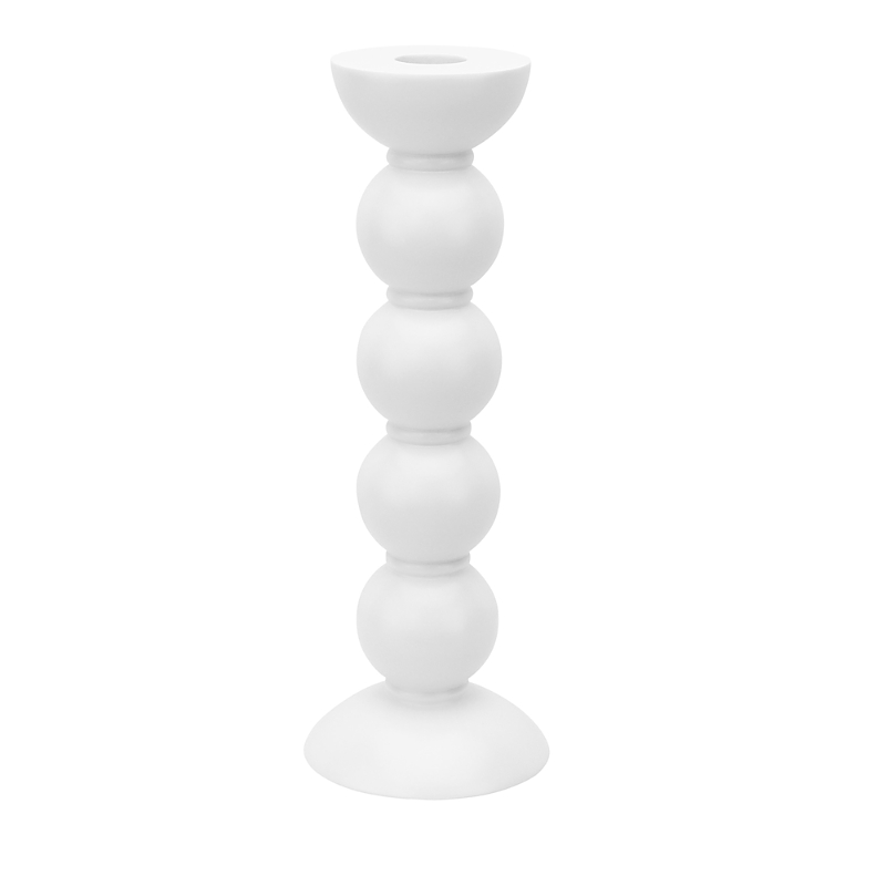 Addison Ross Lacquered Bobbin-shaped Candlestick, Tall In White