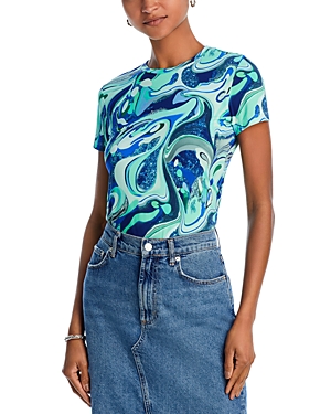 Shop L Agence L'agence Ressie Tie Dyed Tee In Mint Multi