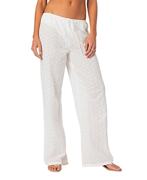 Shop Edikted Miracle Cotton Lace Pants In White