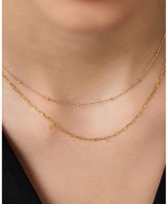 10K Gold Paperclip and Satelitte Necklace