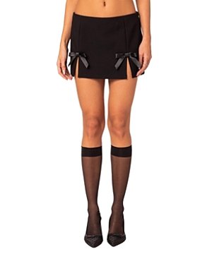 Edikted Yvette Bow Slitted Mini Skirt In Black