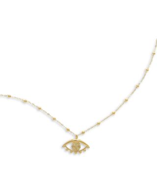 Moon & Meadow - 14K Yellow Gold Evil Eye Bead Chain Pendant Necklace, 18"