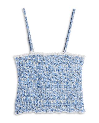 AQUA - Girls' Smocked Floral Tank, Little Kid, Big Kid - Exclusive