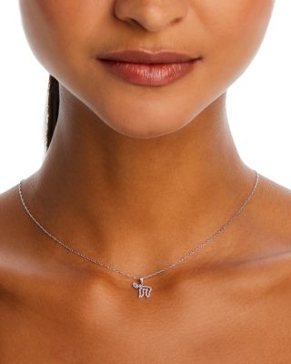 Diamond Chai Symbol Pendant Necklace in 14K White Gold, 18" 