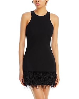 Shop Likely Cami Feather Trim Dress In Black