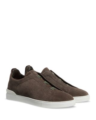 Zegna Men's Suede Triple Stitch Low Top Sneakers