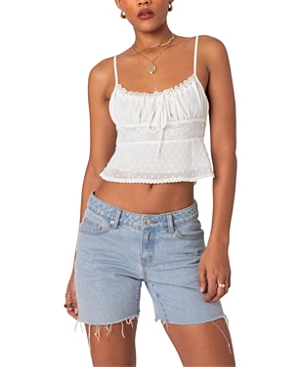 Shop Edikted Wendy Tie Back Lacey Top In White