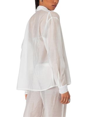 Breezy Oversized Sheer Button Up Shirt