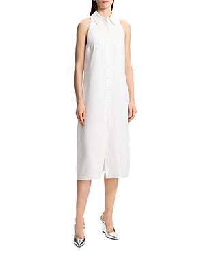Shop Theory Halter Neck Shirt Dress In Ivory