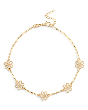 Shop Alexa Leigh Flower Chain Ankle Bracelet In 18k Gold Filled