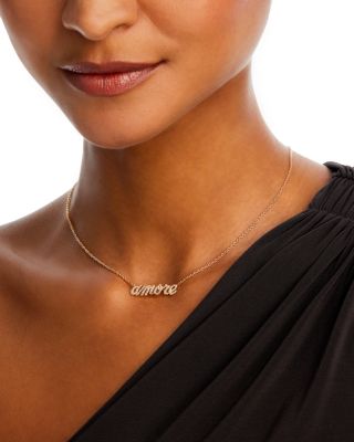 Diamond "Amore" Pendant Necklace in 14K Yellow Gold, 0.20 tcw 