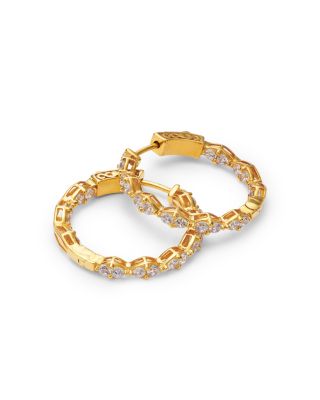Diamond Inside Out Hoop Earrings in 14K Yellow Gold, 1.50 tcw 
