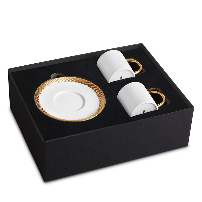 L'objet Corde 3-piece Espresso Cup & Saucer Set In Gold