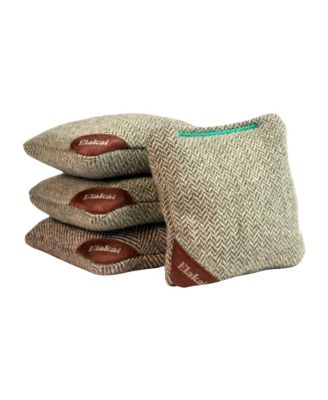 Herringbone Wool Aviator Cornhole Bags Above
