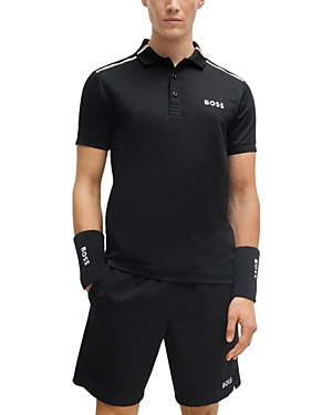Shop Hugo Boss Patteo Mb Signature Striped Slim Fit Polo Shirt In Black