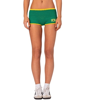 Shop Edikted Brasil Crochet Shorts In Green