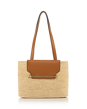 Shop Strathberry Small Raffia Basket Bag In Tan