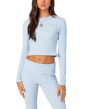 Shop Edikted Coffee Break Ribbed Top In Light Blue