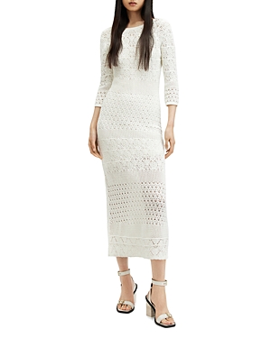 Shop Allsaints Briar Crochet Midi Dress In Chalk White