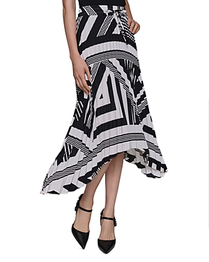 Shop Karl Lagerfeld Pleated Skirt In Soft White/black