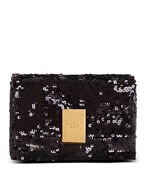 Shop Balmain 1945 Soft Sequins Mini Shoulder Bag In Black/gold