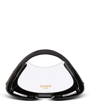 Shop Balmain Jolie Madame Small Handbag In White/black/gold