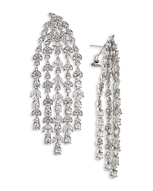 Midsommer Cubic Zirconia Cascade Statement Earrings in Rhodium Plated