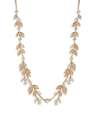 Midsommer Cubic Zirconia Leaf Adjustable Statement Necklace in 18K Gold Plated