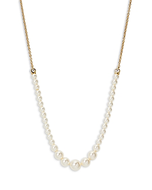 Siren Cubic Zirconia & Imitation Pearl Statement Necklace in 18K Gold Plated, 15-18