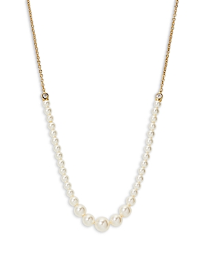NADRI SIREN CUBIC ZIRCONIA & IMITATION PEARL STATEMENT NECKLACE IN 18K GOLD PLATED, 15-18